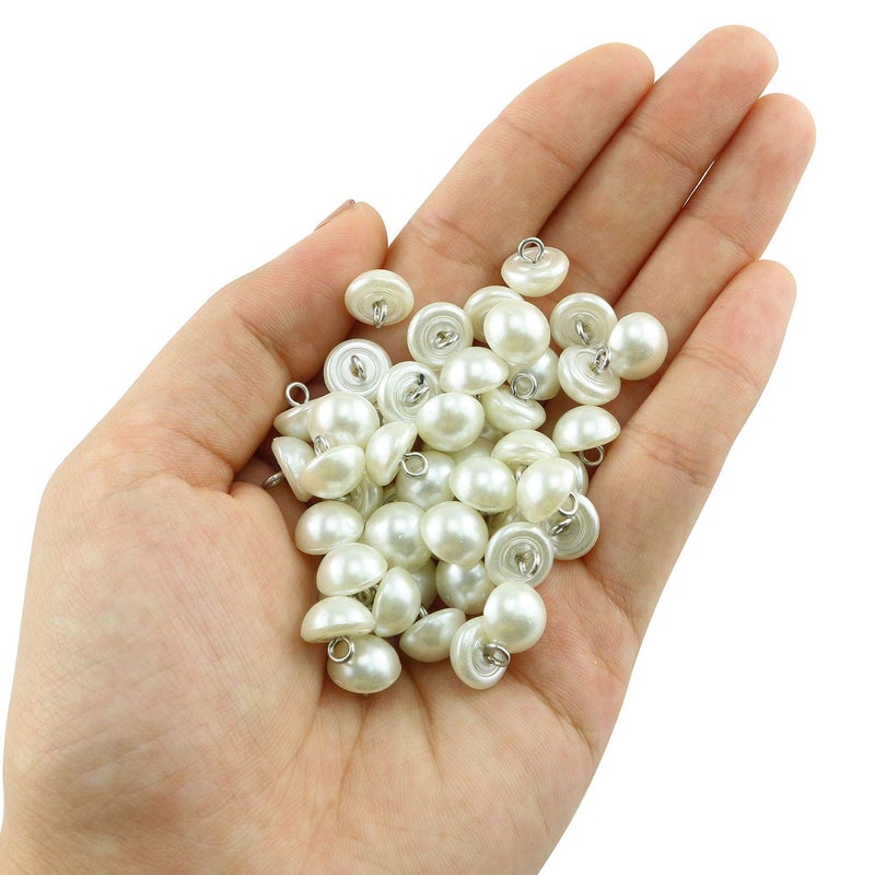 Tegg Half Domed Button 50PCS 10mm Cream-Coloured Half Ball Pearl Buttons with Metal Shank for Clothes, Craft, Sewing - Image 3